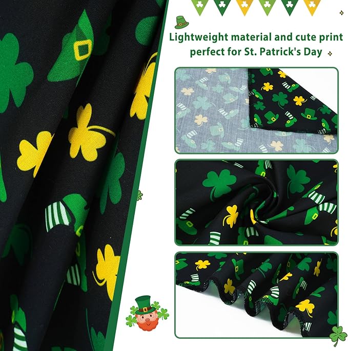 E-Clover St Patrick Dog Bandana Boy & Matching Scrunchie-Shamrock Dog Bandanas Irish Pet Scarf Bib for Medium Large Dogs Girl Owner Gift Dark Green