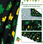 E-Clover St Patrick Dog Bandana Boy & Matching Scrunchie-Shamrock Dog Bandanas Irish Pet Scarf Bib for Medium Large Dogs Girl Owner Gift Dark Green