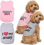 Parisian Pet 2 Pack Dog Shirts – 100% Cotton Shirts for Large Dogs – Sleeveless I Love My Daddy & Daddy’s Girl Dog Clothes – Breathable Summer Pet Apparel - Stretchy and Stylish T Shirts for Dogs
