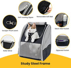 Cat Backpack Carrier for Small Dogs and Cats Fit Up to 15 Lbs,Small Dog Backpack, Foldable with 3-Side Mesh Windows, Pet Carrier for Travel & Hiking Friendly，Gray