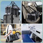 Petskd Pet Carrier 18x11x11 Delta American United Airline Approved, Pet Travel Carrier Bag for Small Cats and Dogs, Cat Soft Sided Carrier with Safety Lock Zippers, 5-Sided Breathable Mesh(Grey)