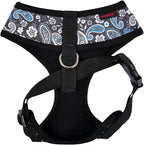 Puppia Cynthia Dog Harness A (Over-The-Head) Fashionable Paisley Pattern Spring Summer Harness for Small and Medium Dogs, Black, Small