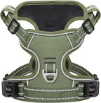 HEELE Dog Harness, No Pull Adjustable Padded Reflective Harness for Small Medium Large Dogs with Handle for Walking Training, Green, M