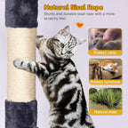 Tall Cat Tree,63 Inch Cat Tower for Indoor Adult Cats,Large Cat Stand with Scratching Post,2 Baskets,Plush Perch,Dark Gray