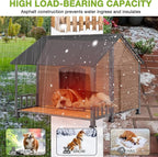 GUTINNEEN Heated Dog House Outdoor for Winter, Extra Large Dog Kennel with Metal Frame for Large Breeds, Insulated Dog Shelter with Heated Pad and Insulated Liner, Waterproof Asphalt Roof, Large Porch