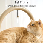 Modern Cat Tree, Wood Cat Tower with Steel Frame, Scratching Posts, Cat Capsule, Plush Mat, Bell Dangling Toy, Aesthetic Minimalist Heavy-Duty Cat Climbing Tree for Large Indoor Adult Cats-Khaki