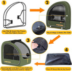 PAWZIDEA Portable Dog Crate for Car Travel, Collapsible Pet Travel Crates for Medium & Large Dogs Up to 80lbs, Enclosed Soft-Sided Car Kennel Carrier for Backseat, Secures w/Seatbelt & Headrest Strap
