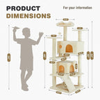 Cat Tree 54 Inch, Multi-Level Cat Tower with Condo, Perches, Sisal Scratching Posts and Climbing Ladder, Pet Play Toy Balls House for Indoor Cats