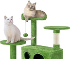 Yaheetech 62in Cat Tree Cat Tower for Indoor Kittens, Pet Furniture w/Double Condo, Scratching Posts, Multiple Platforms and Balls for Kitty, Green