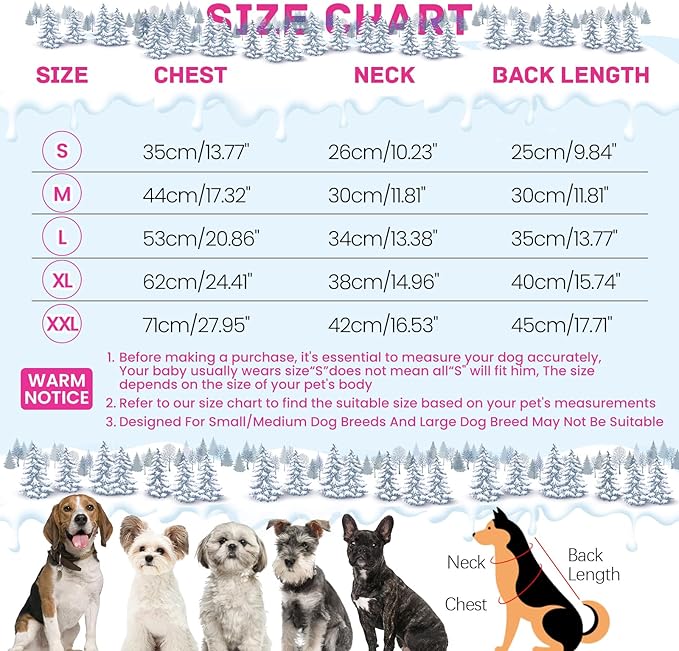 BRKURLEG Dog Winter Coat with Harness Built in, Winter Dog Jacket for Small and Medium Dogs, Small Dogs Snowsuit Reflective Windproof Cold Weather Coat, Puppy Warm Fleece Coats, Hot Pink, XL