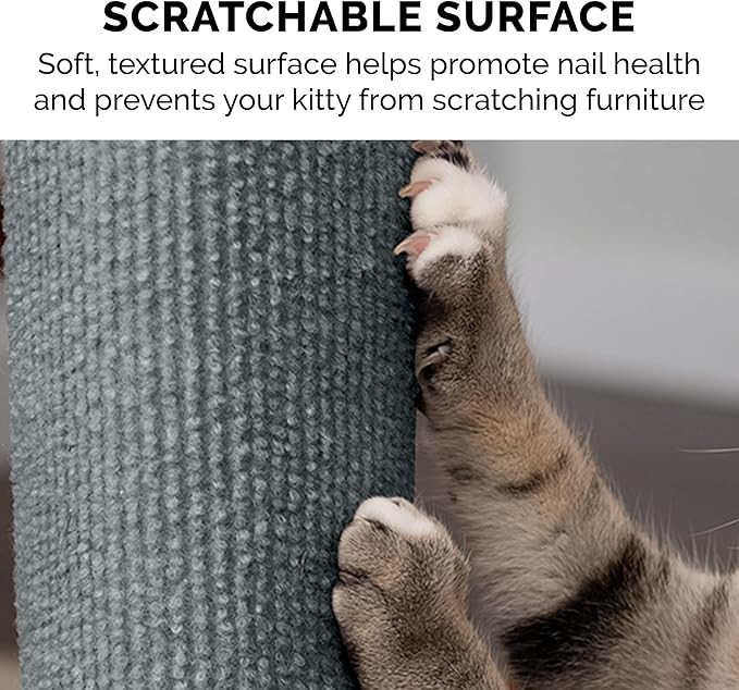 Furhaven Wrap Around Scratching Post Cover for Indoor Cats, Fits Posts Up to 3.5" Diameter, Durable & Less Mess - Tiger Tough Carpet Scratch Mat - Gray, Extra Large/XL