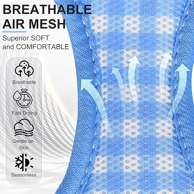 AIITLE No-Pull Pet Harness with a Leash, Plaid Comfort Padded Vest, Step in Dog Harness, Reflective Bands, Soft Breathable Pet Supplies, for Small and Medium Dogs and Cats Blue S