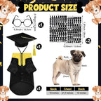 5 Pcs Dog Graduation Costume Set Include 2026 Pet Graduation Gown with Stole Puppy Grad Cap Lensless Glasses DIY Letter Stickers for Dogs Cats Holiday Costume Accessory(Black Yellow,M)