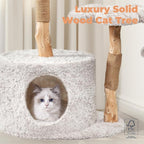Easyego Modern Cat Tree, 39.3" Aesthetic Wood Cat Tree Tower for Large Cats, Luxury Cat Condo with Scratching Posts and Flower Platforms, Cat Furniture, Bullet Gray