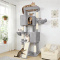 Globlazer Sturdy Cat Tree, 69-inch Large Cat Tower for Indoor Adult Cats 20 lbs Heavy Duty Cat Tree for Big Cats with Large Platform, 6 Scratching Post,Sisal Scratching Board, S69B, Light Gray