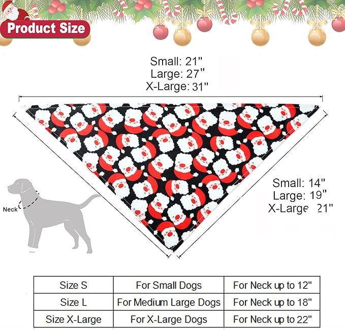 ADOGGYGO 4 Pack Dog Bandana Christmas Dog Scarf Triangle Bibs Kerchief Set Red Green Pet Christmas Costume Accessories Decoration for Extra Large Dogs (X-Large)