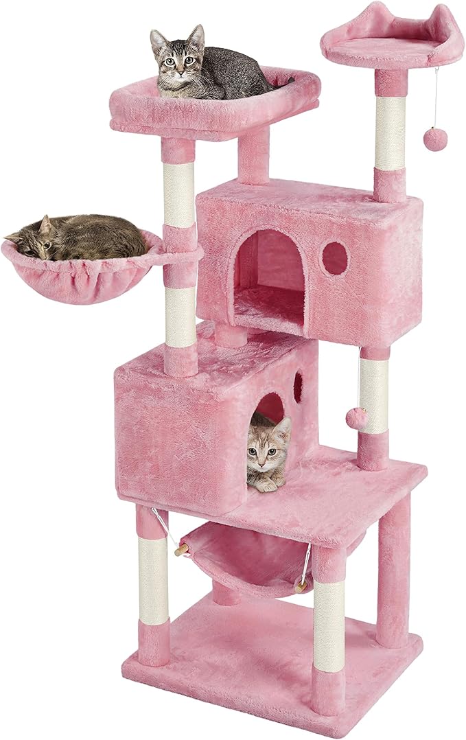Topeakmart Multi-Level Cat Tree, Large Cat Tower with Condos Platform Perch Hammock Scratching Posts Plush Cat House