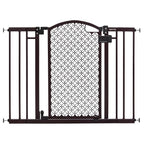 Ingenuity Decorative Panel Tall Baby Gate & Dog Gate, 28"-42" Wide, 30" Tall, Hardware or Pressure Mounted, Install on Top or Bottom of Stairs, Banister, or Doorway - Espresso