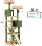 YITAHOME 193 cm Tall Cactus Cat Tower for Large Cats,76 inch Heavy Duty Cat Tree for Indoor Large Adult Big Cats Maine Coon Cat Tree Tower with Scratching Post, Hammock, Cat Condo, Cactus Green