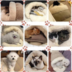 Cat Bed - Pet Slipper Cave Bed for Indoor Cats and Small Dogs, Self Warming, Cozy & Soft Plush, Anti-Slip & Durable, Washable for Kittens and Puppies Under 15 lbs (24"x16", M, Light Brown)