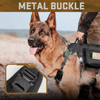 Forestpaw Tactical Dog Harness for Large Dogs,Tactical Dog Collar with Bungee Leash Set,No Pull Military Dog Harness for Walking Training,Adjustable for Medium Large Dogs,Black,Chest 21.5-45"