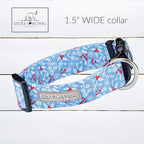 Lucky Love Dog Wide Dog Collar - Adjustable, Durable, Soft Webbing, & Comfortable 1.5 inch Wide Collar for Dogs Male and Female with Strong Buckle - Winter Blue, XL
