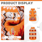 KOOLTAIL Cable Knit Dog Sweater Turtleneck, Cold Weather Pullover Classic Knitwear, Thick Warm Winter Pet Clothes, Fall Maple Leaves Thanksgiving Dog Sweater for Small Medium Large Dogs Cats, Orange L