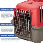 MidWest Homes for Pets Spree Travel Carrier – Hard-Sided Dog & Cat Carrier, Small Pet Travel Crate with Handle, Ventilated Design, Easy Assembly, 19-Inch, Red