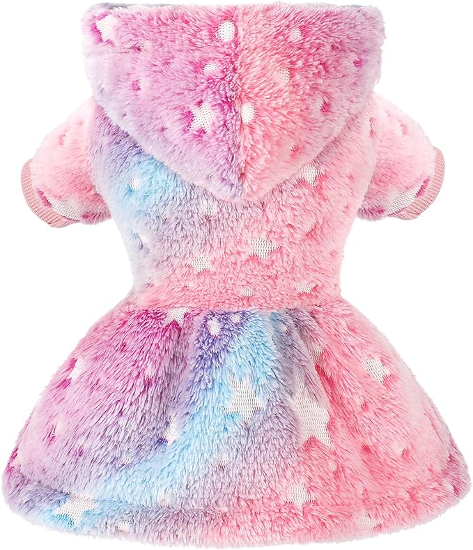 Dog Sweater Fleece Dog Hoodie Winter Puppy Clothes for Small Dogs Boy Girl Pet Cold Weather Doggie Coats Fall Doggy Sweatshirt for Chihuahua Yorkie Cat Sweater Costume (Rainbow Stars, X-Small)