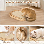 Oval Sisal Cat Scratcher with Ball Track - Woven Sisal Scratching Pad & Interactive Cat Toy, Wooden Track with 3 Toy Balls for Indoor Cats, No Assembly Needed
