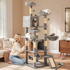 YITAHOME Tall Cat Tree for Indoor Cats, 75 inch Multi-Level Cat Tower with Cat Condos, Top Perches, Sisal Ramp Scratching Posts, Cozy Basket, Hammocks, Large Cat Pet Activity Structure, Light Gray