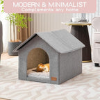 Indoor Dog House for Medium Dogs with Soft Cushion - Semi-Enclosed Warm Cave Bed for Pets Up to 20.8" Long