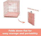 MidWest Homes for Pets 24-Inch Pink Fashion iCrate for Small Breeds, 12-20 lbs, Single Door Folding Dog Crate with Divider Panel, Leak-Proof Tray & Secure Latch, Portable, Durable & Easy to Assemble