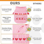 KOOLTAIL Valentine's Day Dog Sweater Turtleneck, Cold Weather Pullover Classic Knitwear, Heart Pattern Thick Warm Winter Pet Clothes, Cable Knit Sweater for Small Medium Large Dogs Girl Boy, Pink S