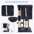 Heybly Cat Tree Tower, Cat condo for Indoor Kittens, Cat House with Wide Plush Top Perch, Ladder, Basket, Sisal-Covered Scratching Posts, Cozy Activity Center for pet, Smoky Gray HCT009SG