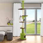 KAMABOKO Floor to Ceiling Cat Tree, Cat Tower 5-Tier Height(88-107 Inches) Adjustable, Tall Cat Climbing Tower with Scratching Post, Cat Cave Condo, Cozy Hammock, and Ball Toy for Indoor Cats