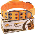 ADITYNA Heavy Duty Dog Collar for Medium Dogs - Reflective Orange Collar with Handle for Training, and Walking - Wide, Thick, Tactical, Soft Neoprene Padded