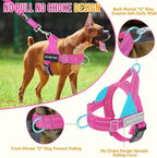 Lukovee No Pull Dog Harness & Leash Set - Heavy Duty Dog Vest Harness with Soft Padded for Medium Large Dogs, Adjustable Reflective Tactical Pet Harness for Easy Walk and Training (XL, FU)