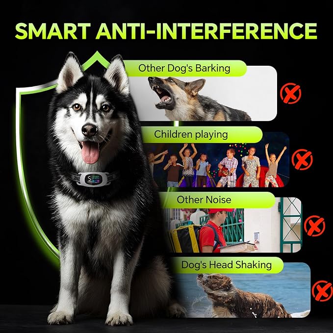 Dog Bark Collar with Remote – 2-in-1 Automatic & Manual Modes, Smart Anti Bark Dog Training Collar with Beep, Vibration & Shock, 330FT Range, IP67 Waterproof, Rechargeable (8-150lbs)