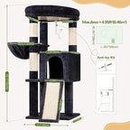 Globlazer 45" Cat Tree for 2-3 Medium Cats, Multi-Level Cat Tower with Scratching Board for Kittens and Senior Cats, Condo & Hammock Space Saving Cat Tower, F45, Dark Grey