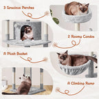 Yaheetech 76in Cat Tree Multi-Level Cat Tower with Large Cat Condo＆Cozy Perches Stable Pet Play House w/Sisal-Covered Scratching Posts＆Board for Indoor Cats, Light Gray