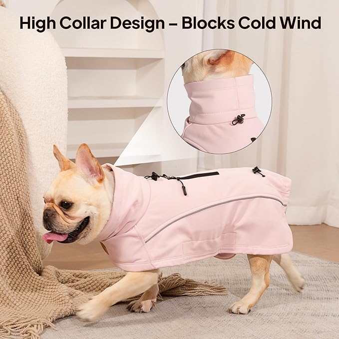 Dog Coat Warm Dog Winter Coat Waterproof Dogs Jacket with Reflective Pet Fleece Vest Zip-Up Cold Weather Coats for Large Dogs Turtleneck Windproof Coats (Grey,X-Large)