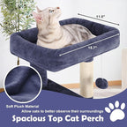 Cat Tree Tower, 36 Inches Cat Condo Houseswith Scratching Posts, Ramp, Plush Perch & 2 Spacious Condos, Stable for Multiple Cats Kittens House & Small Room(Dark Grey)