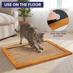 Large Sisal Cats Wall Scratcher, Floor or Wall Mounted Cat Scratching Mat, Durable cat Scratch Pads for Indoor Cats, Framed Sisal Scratch Pad Mat, Wall Cat Scratching Post for Furniture Protector