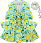 BAEJMJK Dog Dress Bowknot Harness Leash Set for Small Dogs Cats Girl Floral Princess Dog Dresses Cute Puppy Fruit Clothes Pet Doggy Outfits Spring Summer Breathable Dresses(Green,Small)