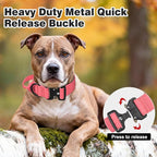 Joytale Tactical Dog Collar for X-Large Dogs with Control Handle, Heavy Duty Military Training Collar for Power Breeds, AirTag Holder Case, Quick Release Metal Buckle, Soft Padded, XL, Pink