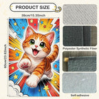 Nuxovilar Cat Wall Scratcher 15.3x23.6 Inches Polyester Synthetic Fiber, Comic Style Kitten Print, wall scratchers for Indoor Cats, cat Scratch pad, Home Decor, Kids Room, Den (2pcs)
