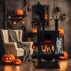 Tangkula Gothic Cat Tree, 67 Inch Tall Cat Tower with Sisal Scratching Posts and Ladder, 2 Cat Condos, Hammock, Basket Bed, Spooky Dangling Balls, Halloween Black Goth Cat Tree for Indoor Cats
