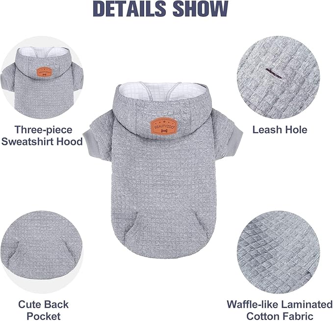 BEAUTYZOO Dog Sweaters for Extra Large Dogs Girl Boy, XXXL Dog Hoodie with Pocket & Leash Hole, Soft Warm Waffle-Like Laminated Cotton Pet Clothes for Cold Weather, Doberman Great Dane Sweatshirt, 3XL