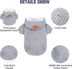 BEAUTYZOO Small Dog Hoodie Sweater with Pockets, Dog Clothes for Small Medium Dogs Boy Girl, Waffle-like Laminated Cotton Pet Coats with Hat and Leash Hole, All Weather Coat for Puppy Doggie Chihuahua